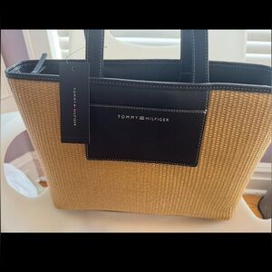 Tommy Hilfiger Raffia and Navy Women's Tote Bag